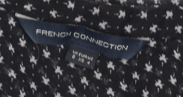 French Connection Black Animal Print Blouse, Size 8