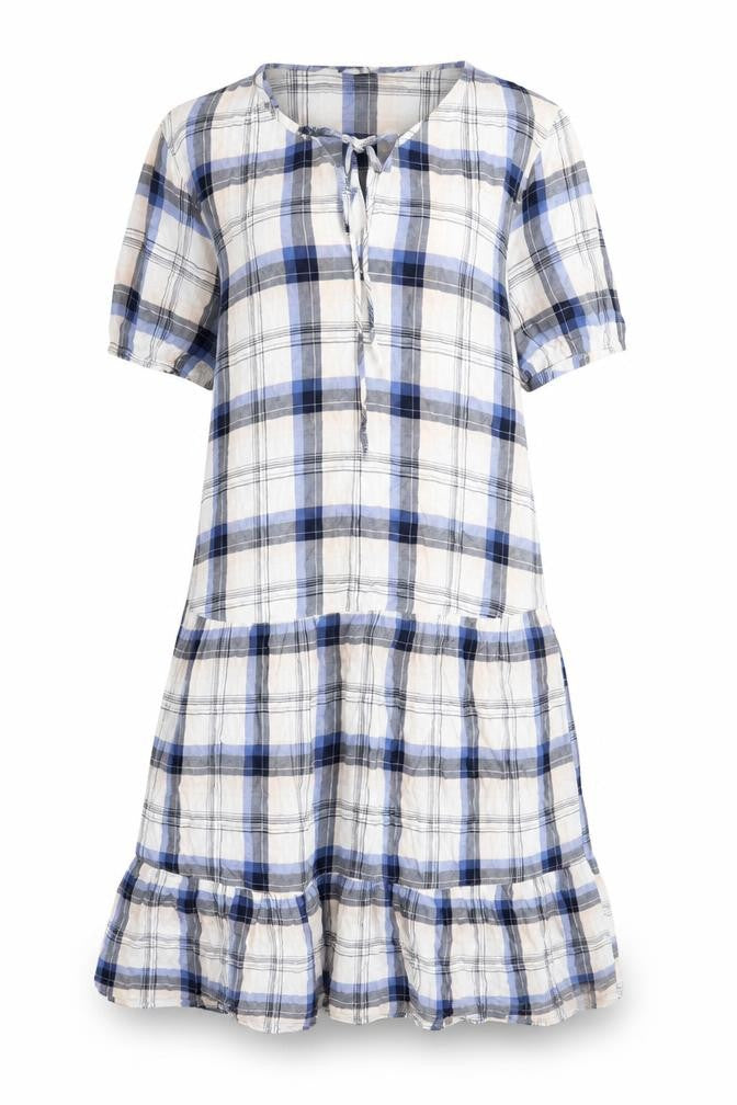 Front view of Monsoon Women's Blue Check Shirt Dress S