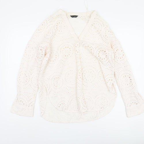 ET VOUS Women's White Blouse Size 12 Long Sleeve