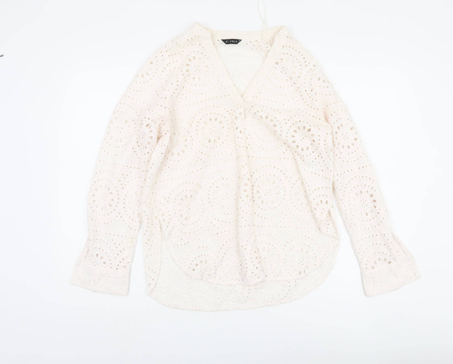 ET VOUS Women's White Blouse Size 12 Long Sleeve