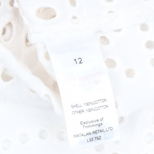 ET VOUS Women's White Blouse Size 12 Long Sleeve