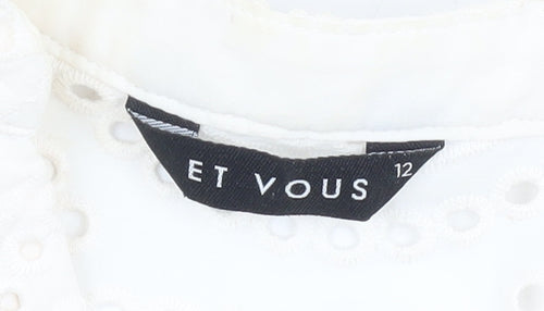 ET VOUS Women's White Blouse Size 12 Long Sleeve