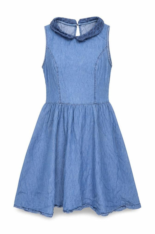 Front view of Oasis Women's Blue A-Line Collared Dress, size 10