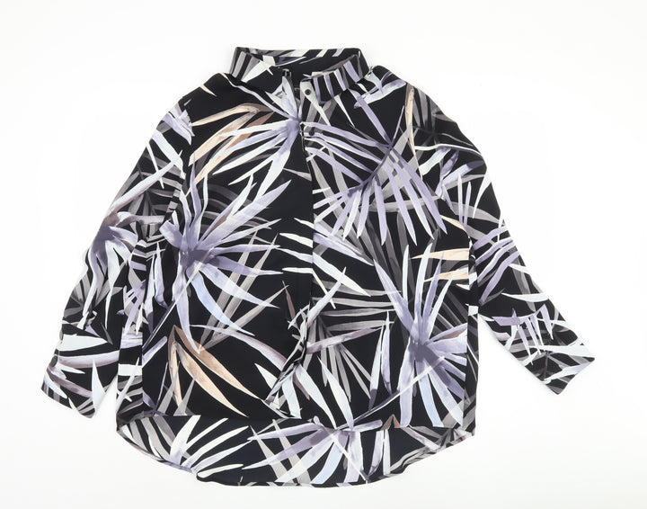 Marks and Spencer Women's Black Floral Blouse Size 16