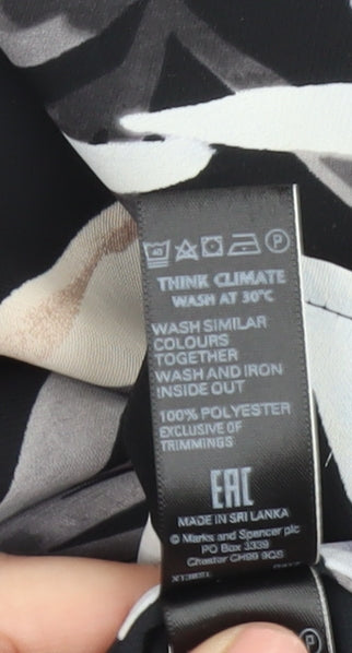 Marks and Spencer Women's Black Floral Blouse Size 16