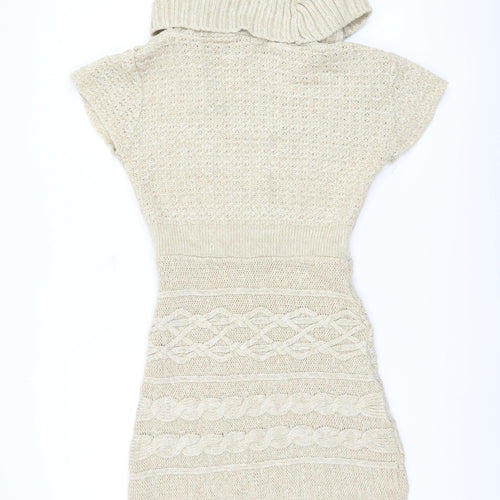 Jane Norman Women's Beige Cowl Neck Tunic Jumper, Size 14