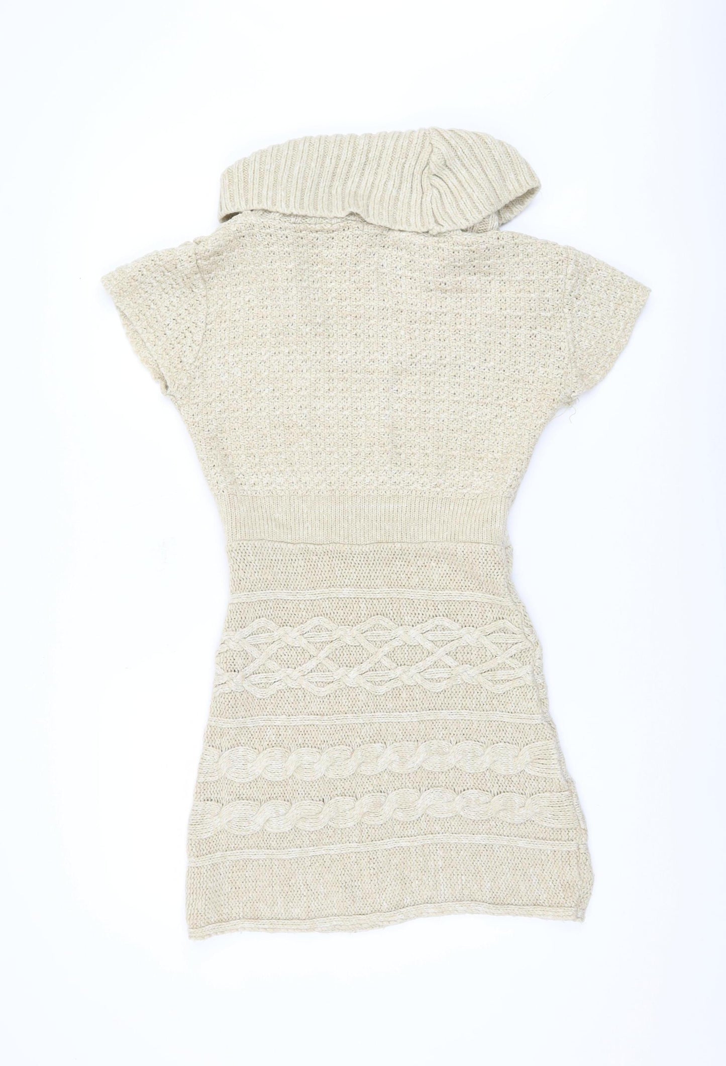 Jane Norman Women's Beige Cowl Neck Tunic Jumper, Size 14