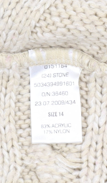 Jane Norman Women's Beige Cowl Neck Tunic Jumper, Size 14