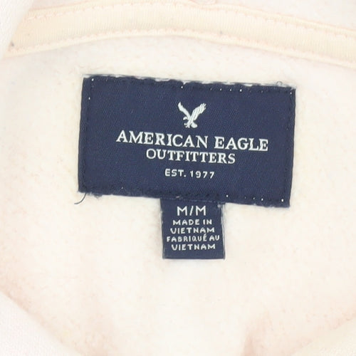 American Eagle Women's Pink Hooded Graphic Pullover M