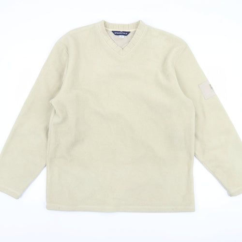 Springfield Men's Beige V-Neck Fleece Sweatshirt