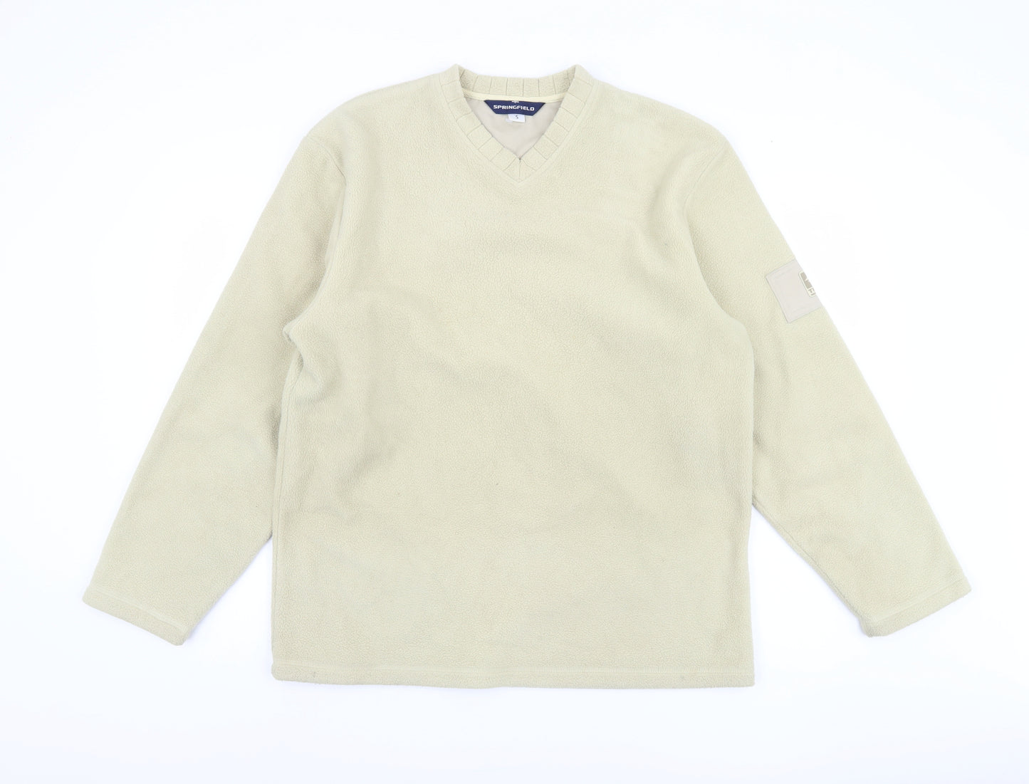 Springfield Men's Beige V-Neck Fleece Sweatshirt