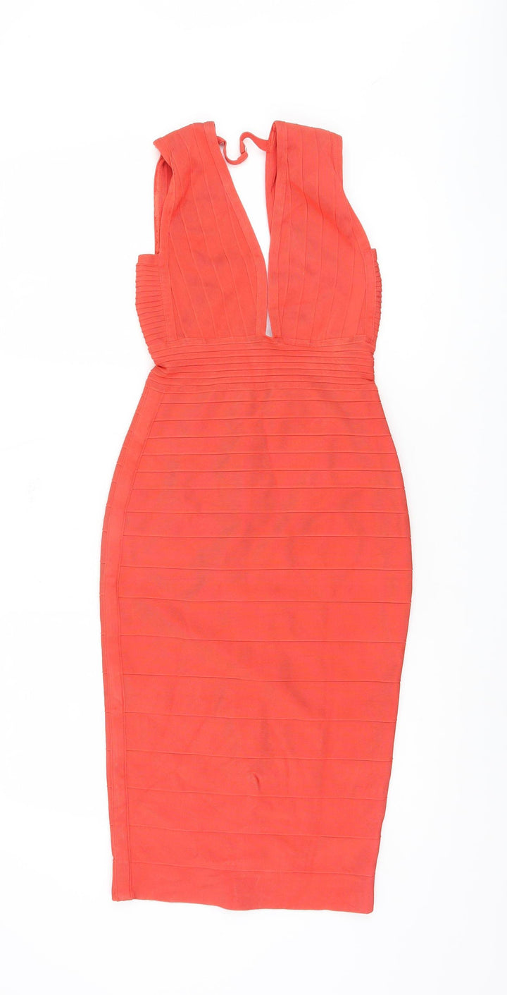 ASOS Women's Red Bodycon Dress XS V-Neck Party