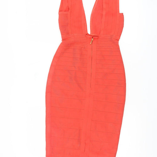 ASOS Women's Red Bodycon Dress XS V-Neck Party