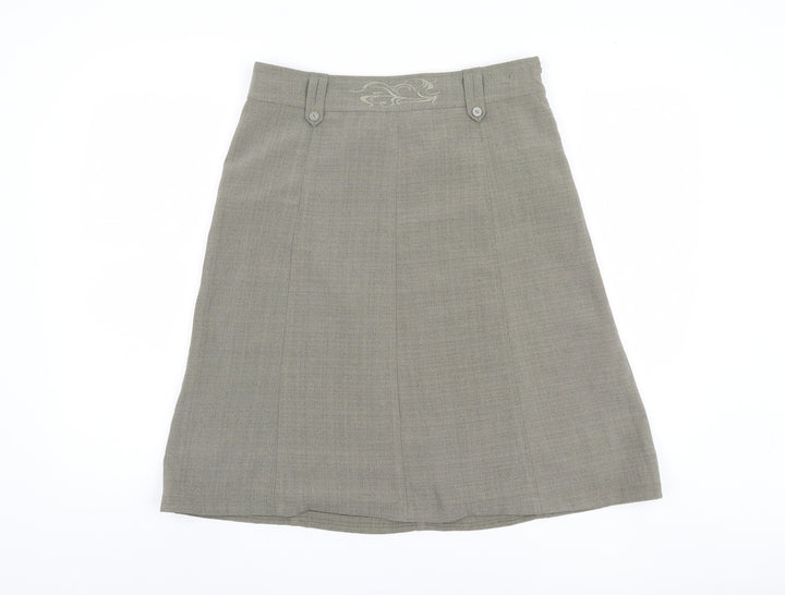 Brandtex Women Beige A-Line Skirt Size 12 Polyester