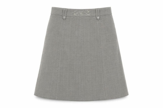 Front view of Brandtex Women Beige A-Line Skirt, size 12, Polyester