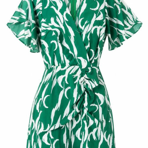 AX Paris Women's Green Floral Short Wrap Dress