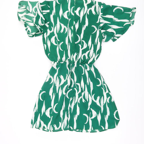 AX Paris Women's Green Floral Short Wrap Dress