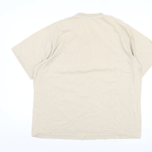 Zantos Beige V-Neck Cotton Men's L T-Shirt