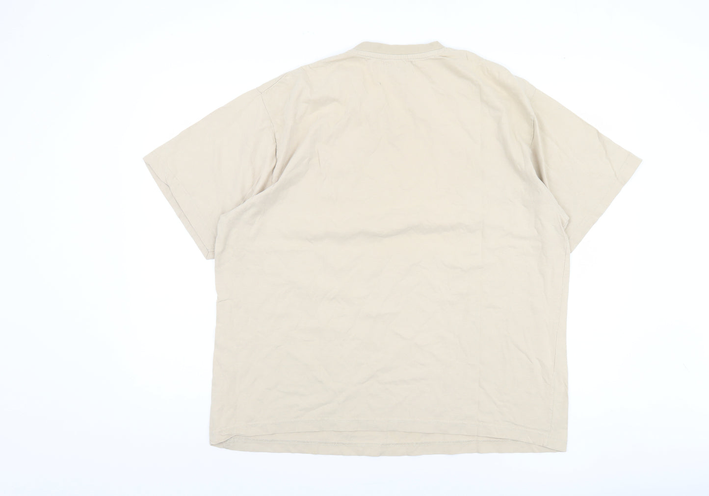 Zantos Beige V-Neck Cotton Men's L T-Shirt