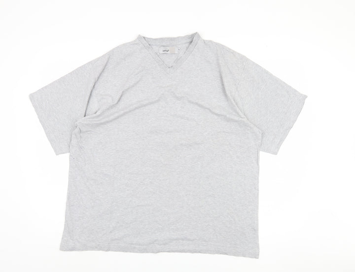 Zantos Men's Grey V-Neck T-Shirt, Size L, Cotton