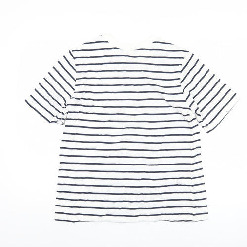 Crew Clothing Women's White Striped T-Shirt, Size 12, Casual