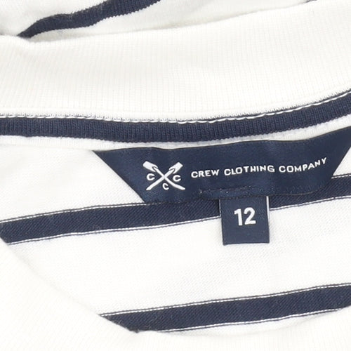Crew Clothing Women's White Striped T-Shirt, Size 12, Casual