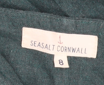 Seasalt Cornwall Women's Green Linen Blend Blouse 3/4 Sleeve