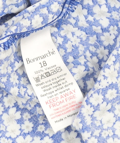 Bonmarché Women's Blue Floral Viscose Skirt