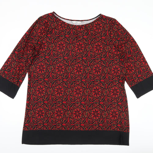 Isle Women's Red Floral Print 3/4 Sleeve Top