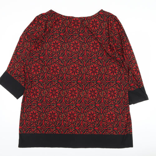 Isle Women's Red Floral Print 3/4 Sleeve Top