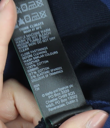 Marks and Spencer Men's Blue Striped Polo 3XL