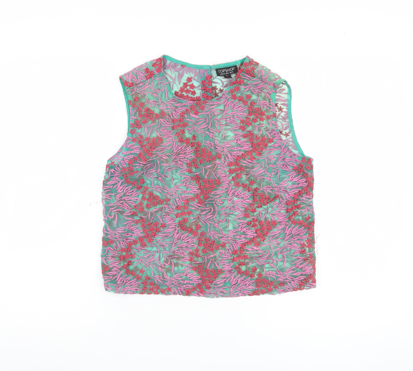 Topshop Women's Multicoloured Floral Blouse UK 10