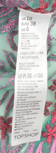 Topshop Women's Multicoloured Floral Blouse UK 10