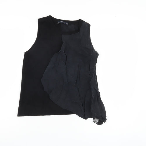 Zara Women Black Tank Top, S, Autumn Knit Casual