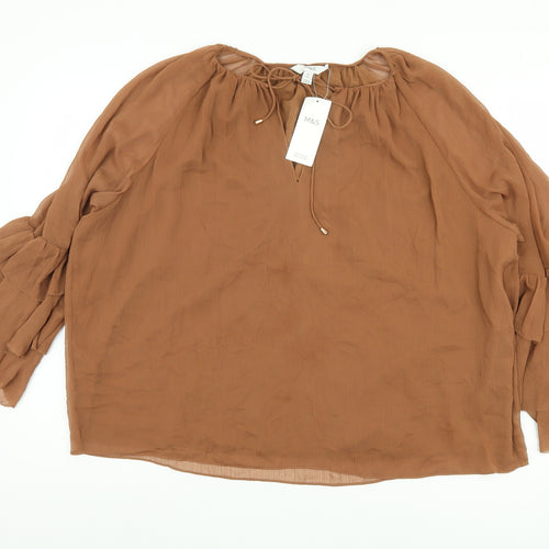 Marks and Spencer Women's Brown Long Sleeve Blouse