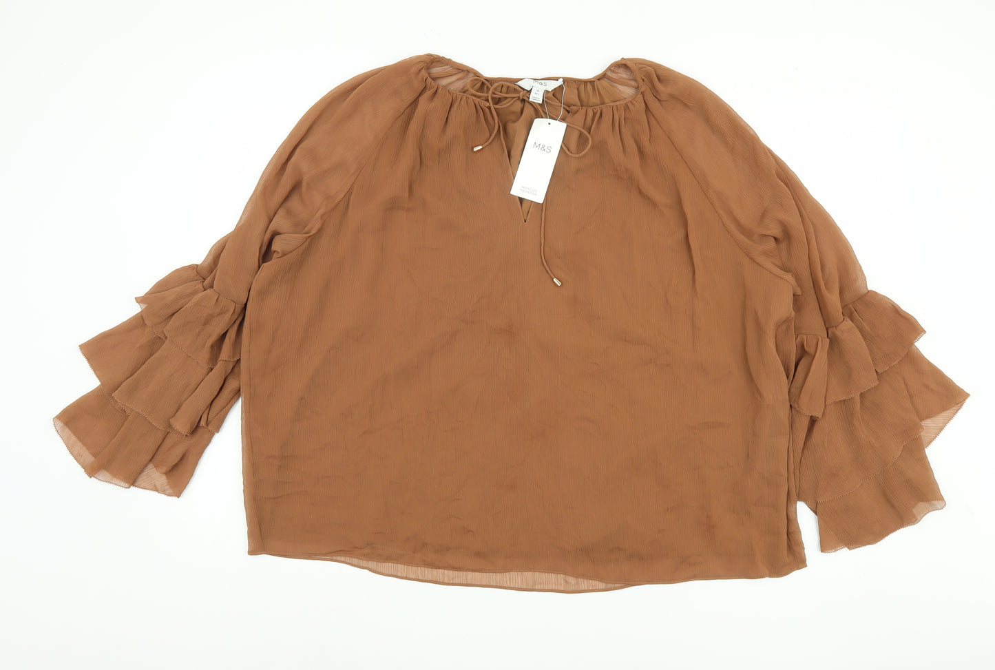 Marks and Spencer Women's Brown Long Sleeve Blouse