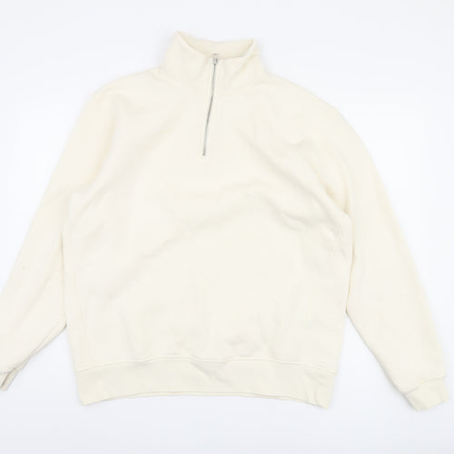 Zara Men's Ivory Pullover Sweatshirt L