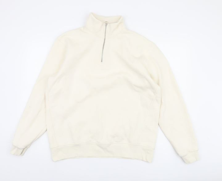 Zara Men's Ivory Pullover Sweatshirt L