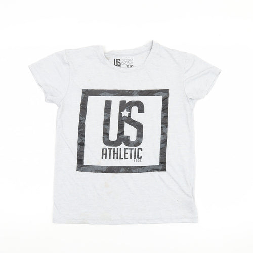 US Athletic Boys' Grey T-Shirt, 13 Years, Graphic Style