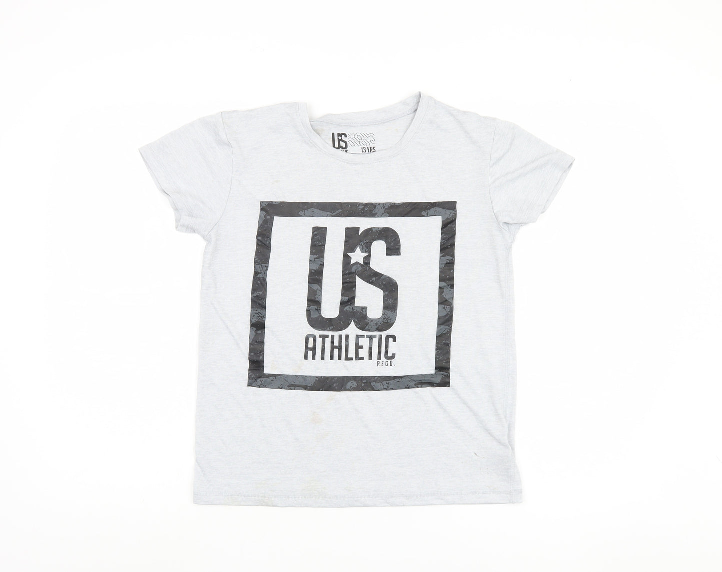 US Athletic Boys' Grey T-Shirt, 13 Years, Graphic Style