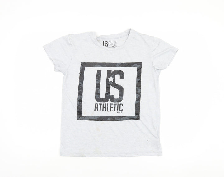 US Athletic Boys' Grey T-Shirt, 13 Years, Graphic Style