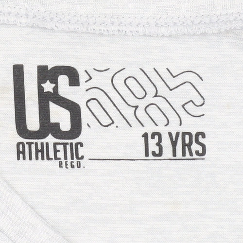 US Athletic Boys' Grey T-Shirt, 13 Years, Graphic Style