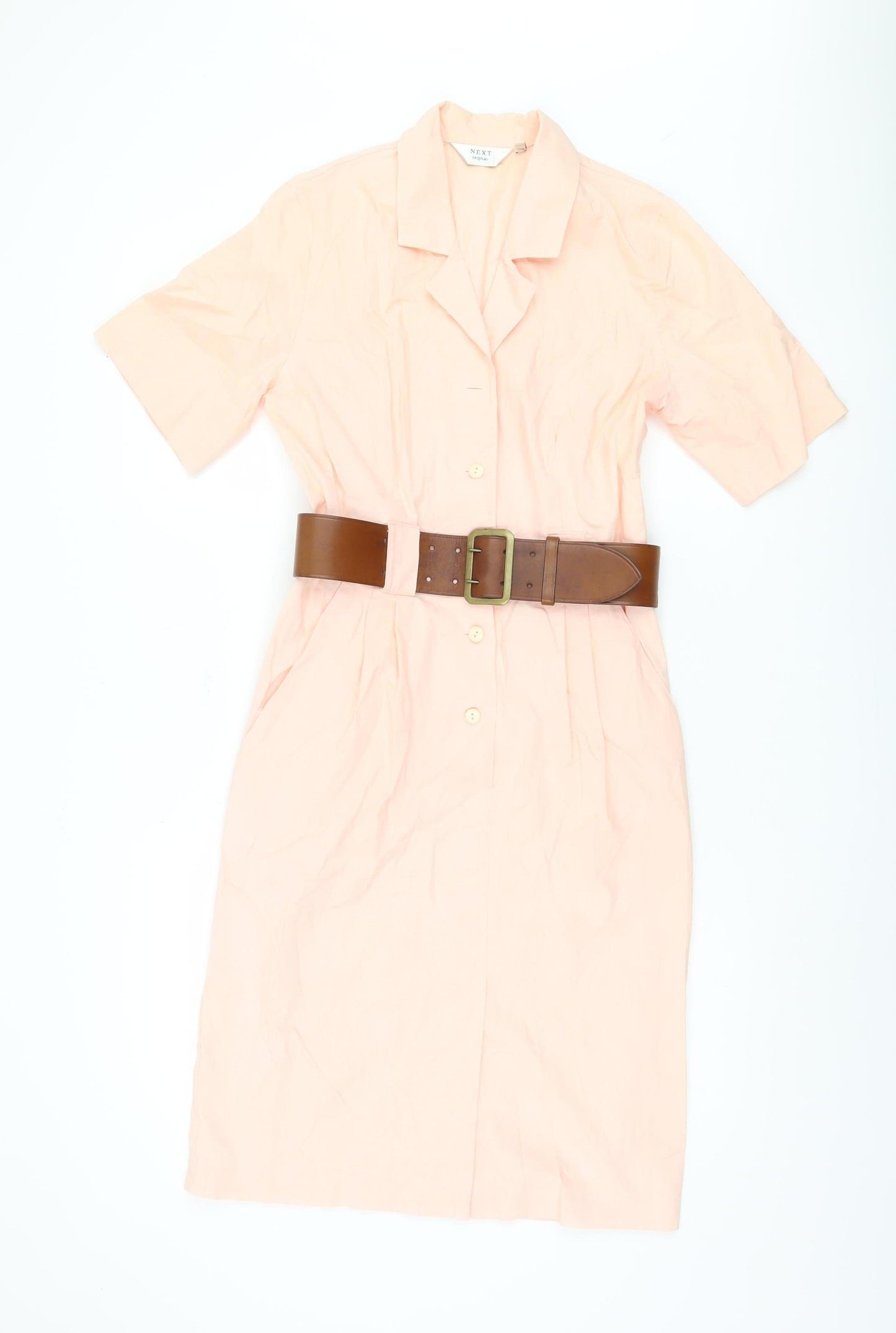Next Women's Pink Belted Shirt Dress, Size 8, Casual Wear