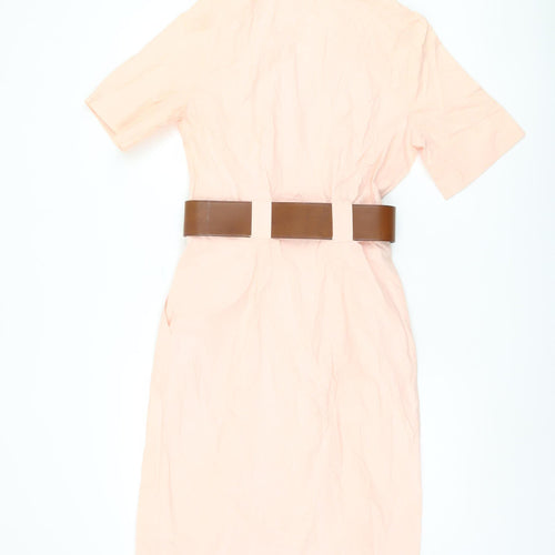 Next Women's Pink Belted Shirt Dress, Size 8, Casual Wear