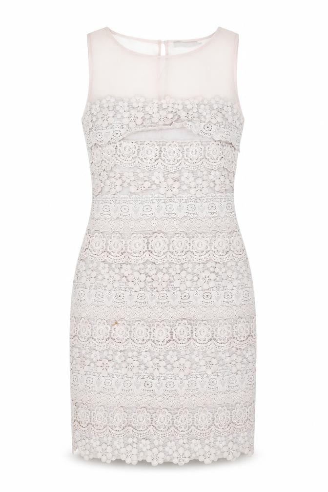 Front view of Mint Velvet Women's Ivory Sheath Dress, size 12