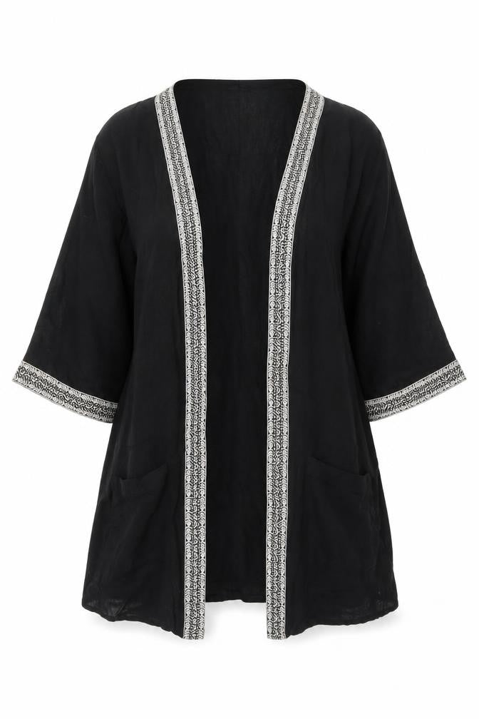 Front view of Dorothy Perkins Women's Black Cover Up M Embroidered