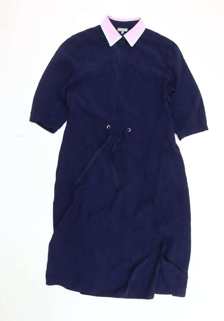 Oliver Bonas Women's Blue Collared Shirt Dress Size 8