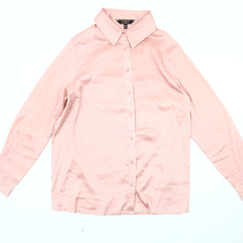 Lipsy Women's Pink Animal Print Collared Blouse