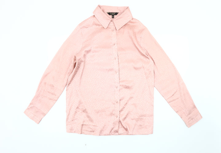 Lipsy Women's Pink Animal Print Collared Blouse