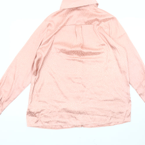 Lipsy Women's Pink Animal Print Collared Blouse